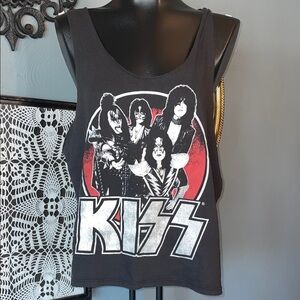 Live Nation Black and Red Kiss Muscle Tee